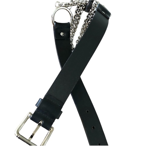 Authentic Dolce & Gabbana Black Belt with Silver Chains main image 6